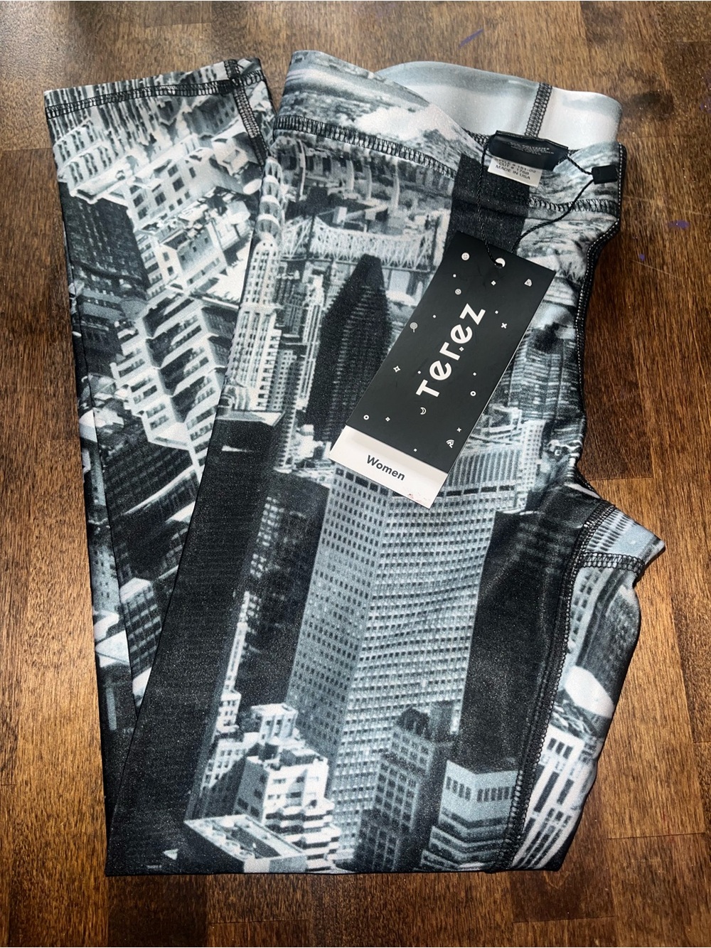 Terez Black & White Cityscape Joggers